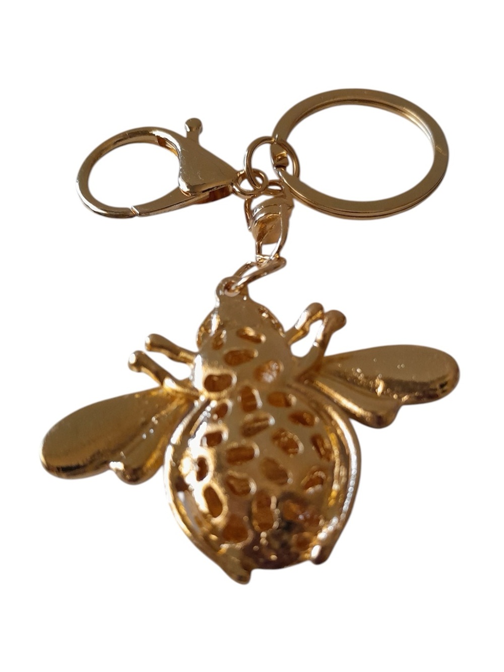 Rhinestone Crystal Bumble Bee Bag Charm Purse Keychain - Picture 4 of 5